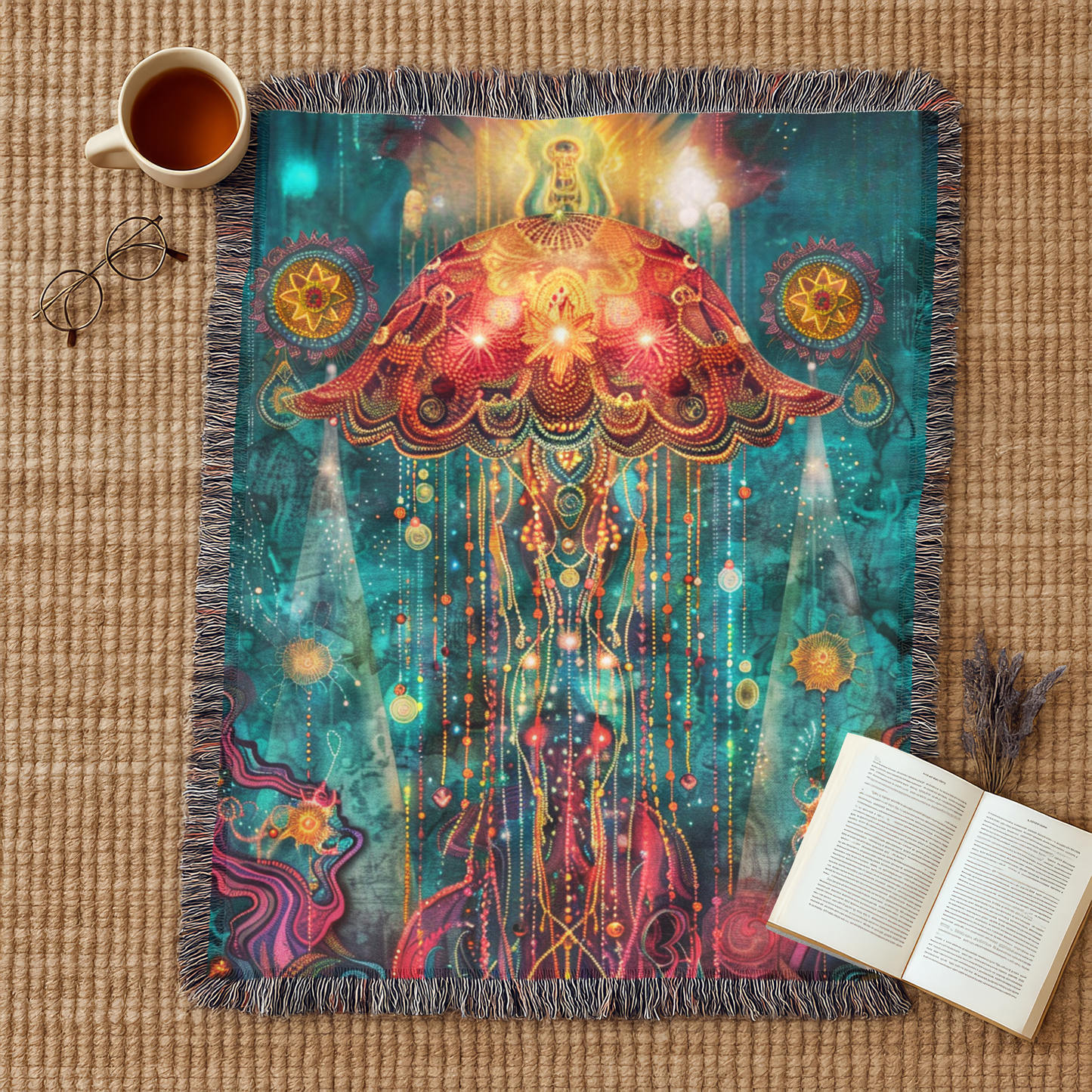 Beaded Look Jellyfish – Woven Throw Blanket
