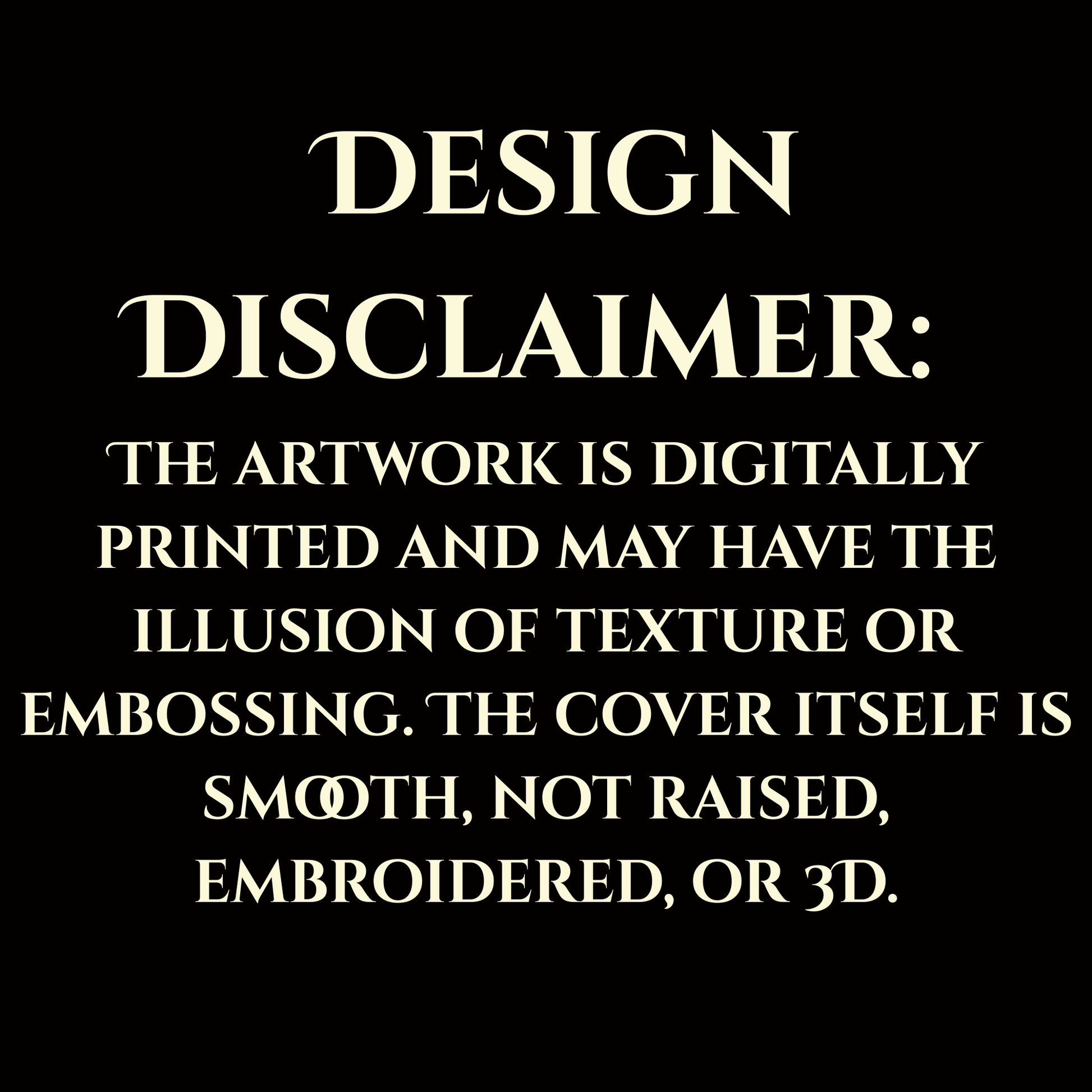 Design disclaimer text on a black background