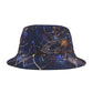 Celestial Bloom Bucket Hat – Cosmic Mandala in Indigo & Gold | Unisex All-Over Print Hat by Lace & Grit.