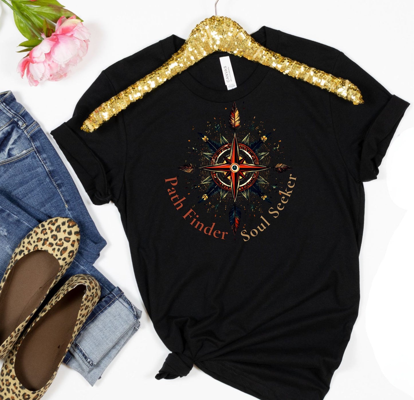 Path Finder Soul Seeker Shirt | Boho Compass Rose Graphic Tee | Nature Spirit Shirt | Spiritual Gift for Her | Festival T-Shirt