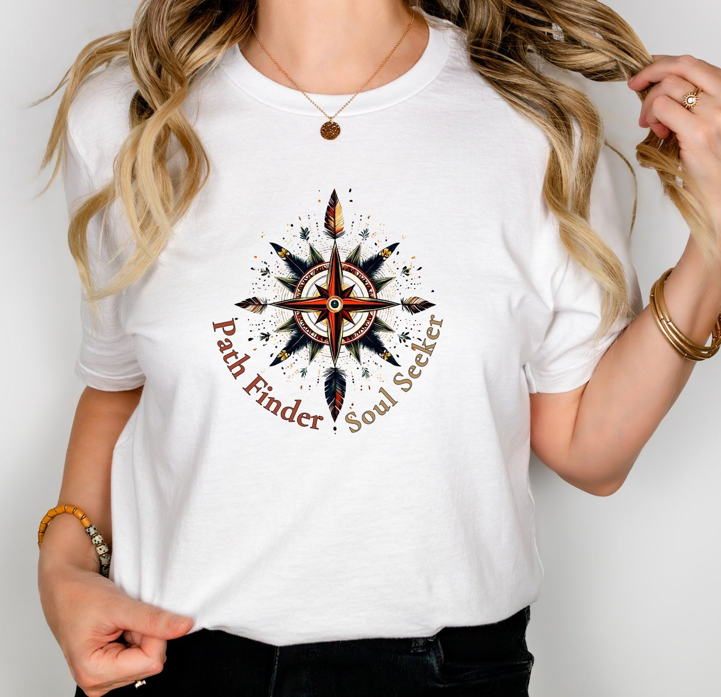 Path Finder Soul Seeker Shirt | Boho Compass Rose Graphic Tee | Nature Spirit Shirt | Spiritual Gift for Her | Festival T-Shirt