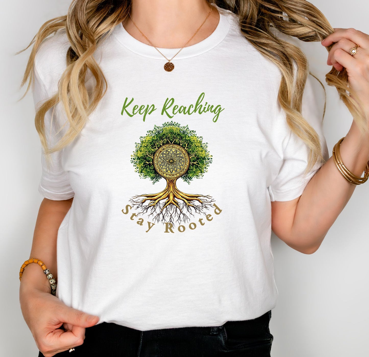 Keep Reaching Graduation Tee – Rooted Strength, Rising Spirit – Inspirational Tree Shirt for Grads
