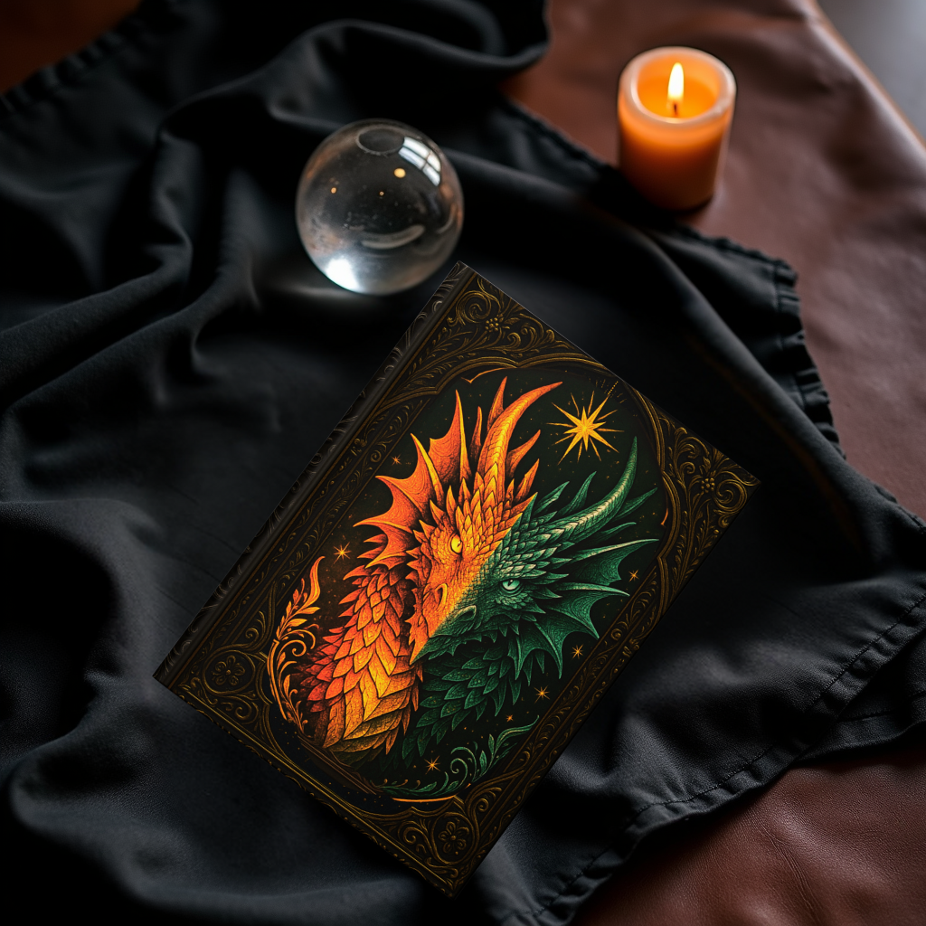 Dragon Journal with Celestial Fantasy Art – Hardcover Writing Notebook – Mystical Boho Gift – Optional Personalized Back Cover
