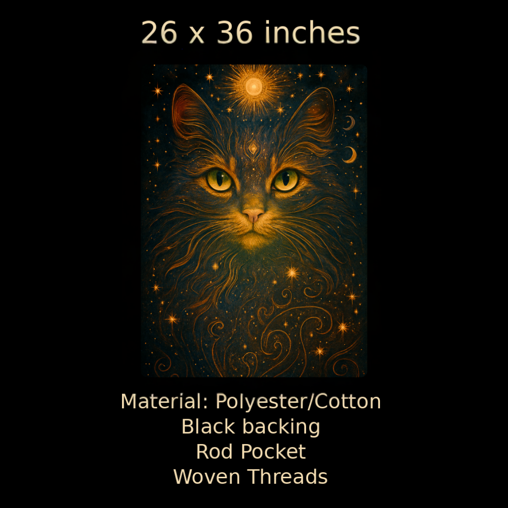 Celestial Cat Woven Tapestry – Mystical Wall Art for Boho, Gothic, and Astrology-Inspired Spaces