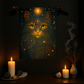 Celestial Cat Woven Tapestry – Mystical Wall Art for Boho, Gothic, and Astrology-Inspired Spaces