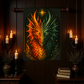 Dual Element Dragon Woven Wall Tapestry – Fire and Ice Decor, Mystical Boho Wall Hanging, Fantasy Gift, 26x36 Rod Pocket Tapestry