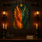 Dual Element Dragon Woven Wall Tapestry – Fire and Ice Decor, Mystical Boho Wall Hanging, Fantasy Gift, 26x36 Rod Pocket Tapestry