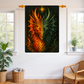 Dual Element Dragon Woven Wall Tapestry – Fire and Ice Decor, Mystical Boho Wall Hanging, Fantasy Gift, 26x36 Rod Pocket Tapestry