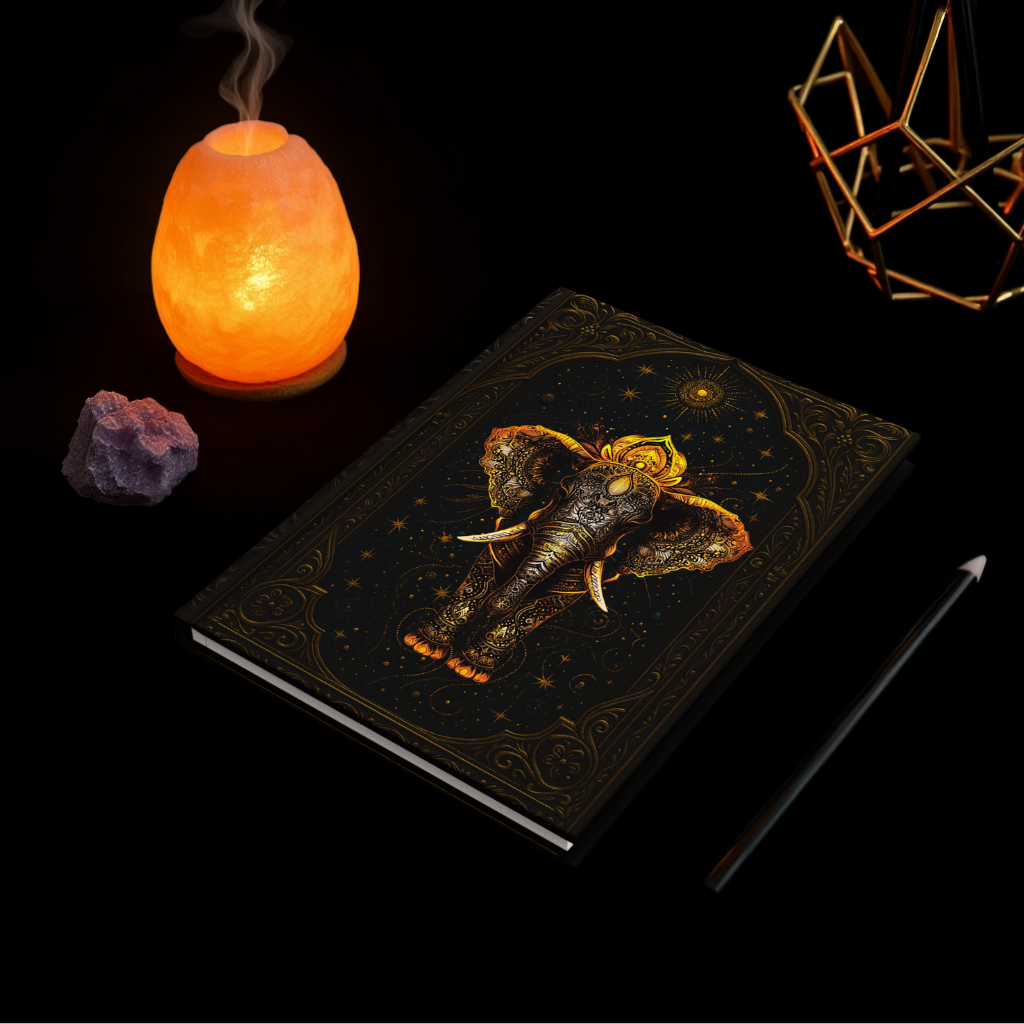 Majestic Elephant Journal – Ornate Celestial Elephant Notebook, Spiritual Diary for Dreamers & Seekers, Boho Fantasy-Inspired Hardcover Journal