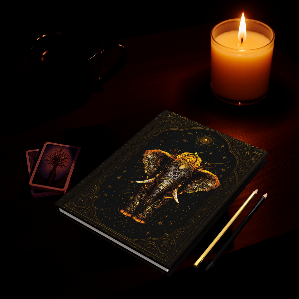 Majestic Elephant Journal – Ornate Celestial Elephant Notebook, Spiritual Diary for Dreamers & Seekers, Boho Fantasy-Inspired Hardcover Journal
