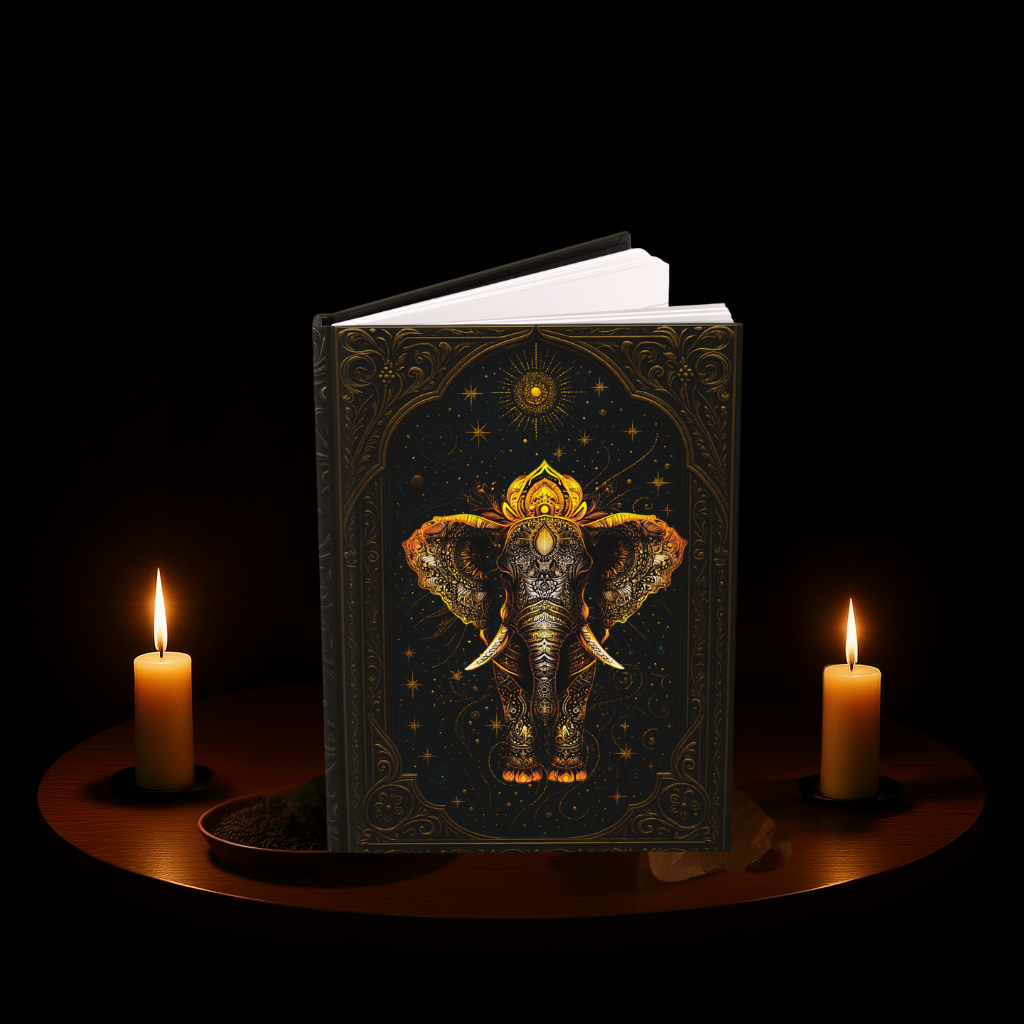 Majestic Elephant Journal – Ornate Celestial Elephant Notebook, Spiritual Diary for Dreamers & Seekers, Boho Fantasy-Inspired Hardcover Journal