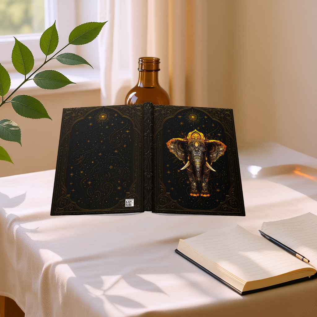 Majestic Elephant Journal – Ornate Celestial Elephant Notebook, Spiritual Diary for Dreamers & Seekers, Boho Fantasy-Inspired Hardcover Journal