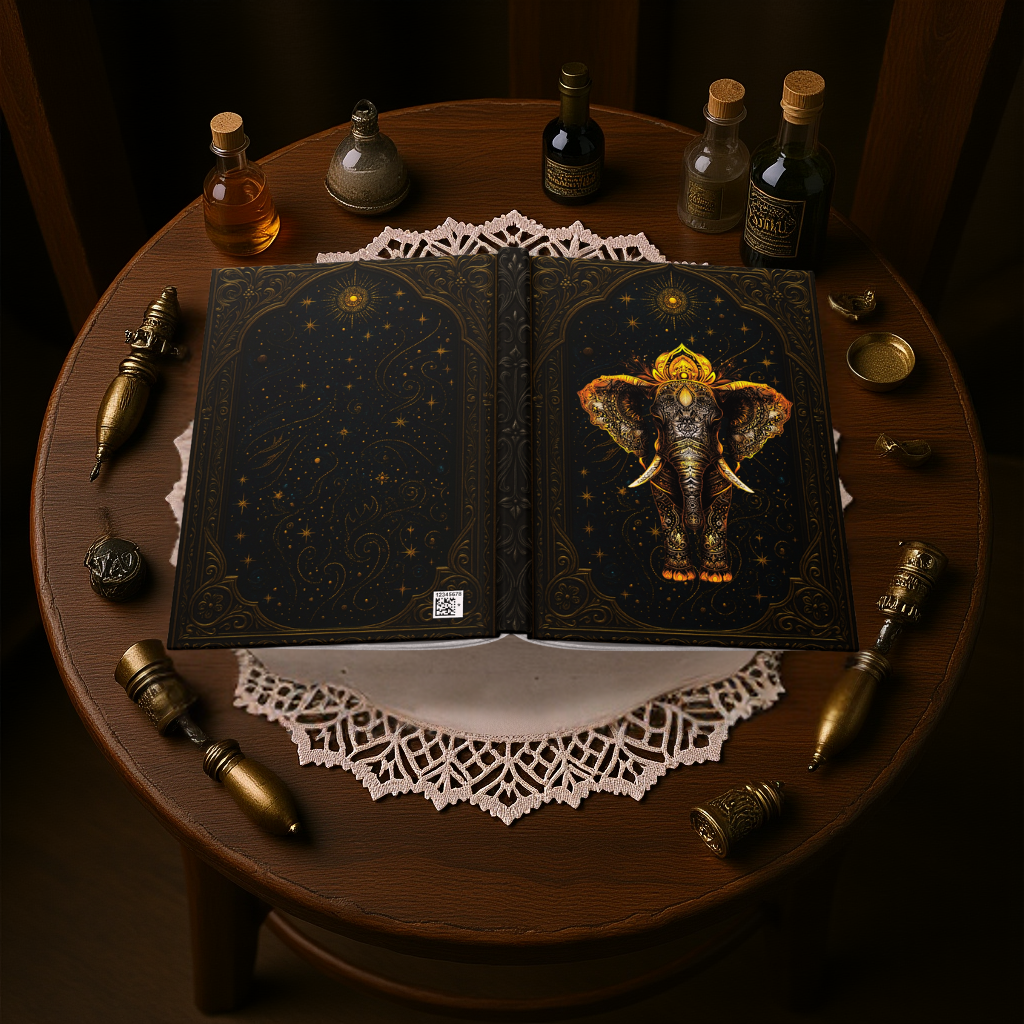Majestic Elephant Journal – Ornate Celestial Elephant Notebook, Spiritual Diary for Dreamers & Seekers, Boho Fantasy-Inspired Hardcover Journal