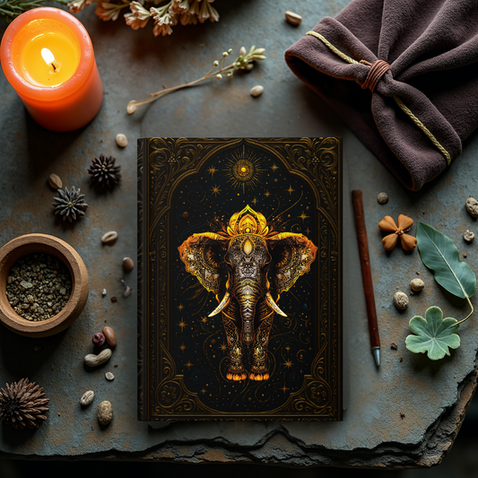 Majestic Elephant Journal – Ornate Celestial Elephant Notebook, Spiritual Diary for Dreamers & Seekers, Boho Fantasy-Inspired Hardcover Journal