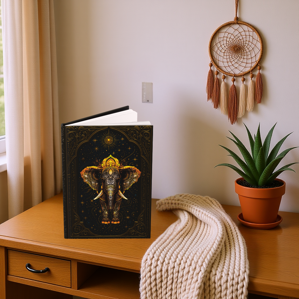Majestic Elephant Journal – Ornate Celestial Elephant Notebook, Spiritual Diary for Dreamers & Seekers, Boho Fantasy-Inspired Hardcover Journal