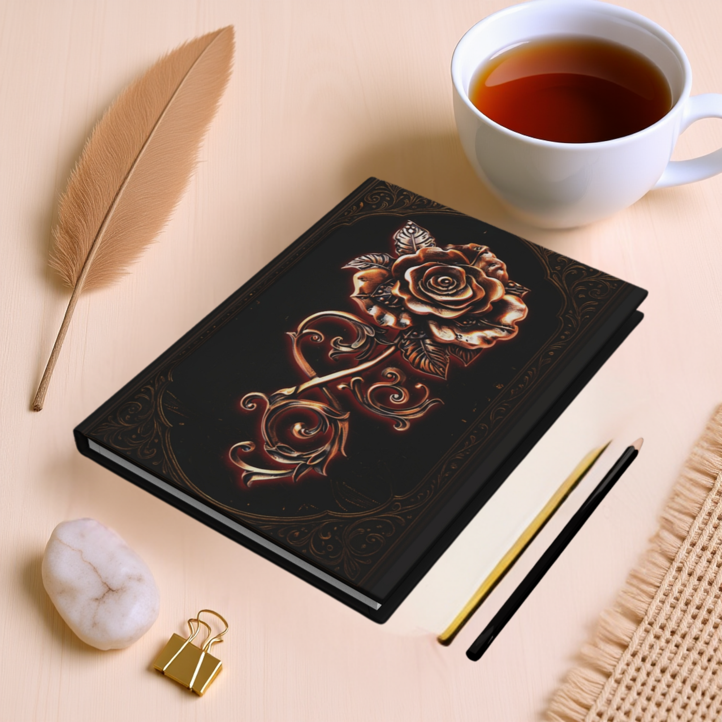 Hardcover Journal Matte Enchanted Rose Fantasy Medieval Notebook