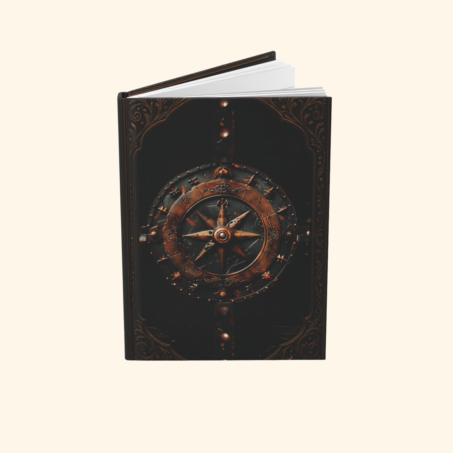 Fantasy RPG Hardcover Journal Matte with Intricate Celestial Compass Design
