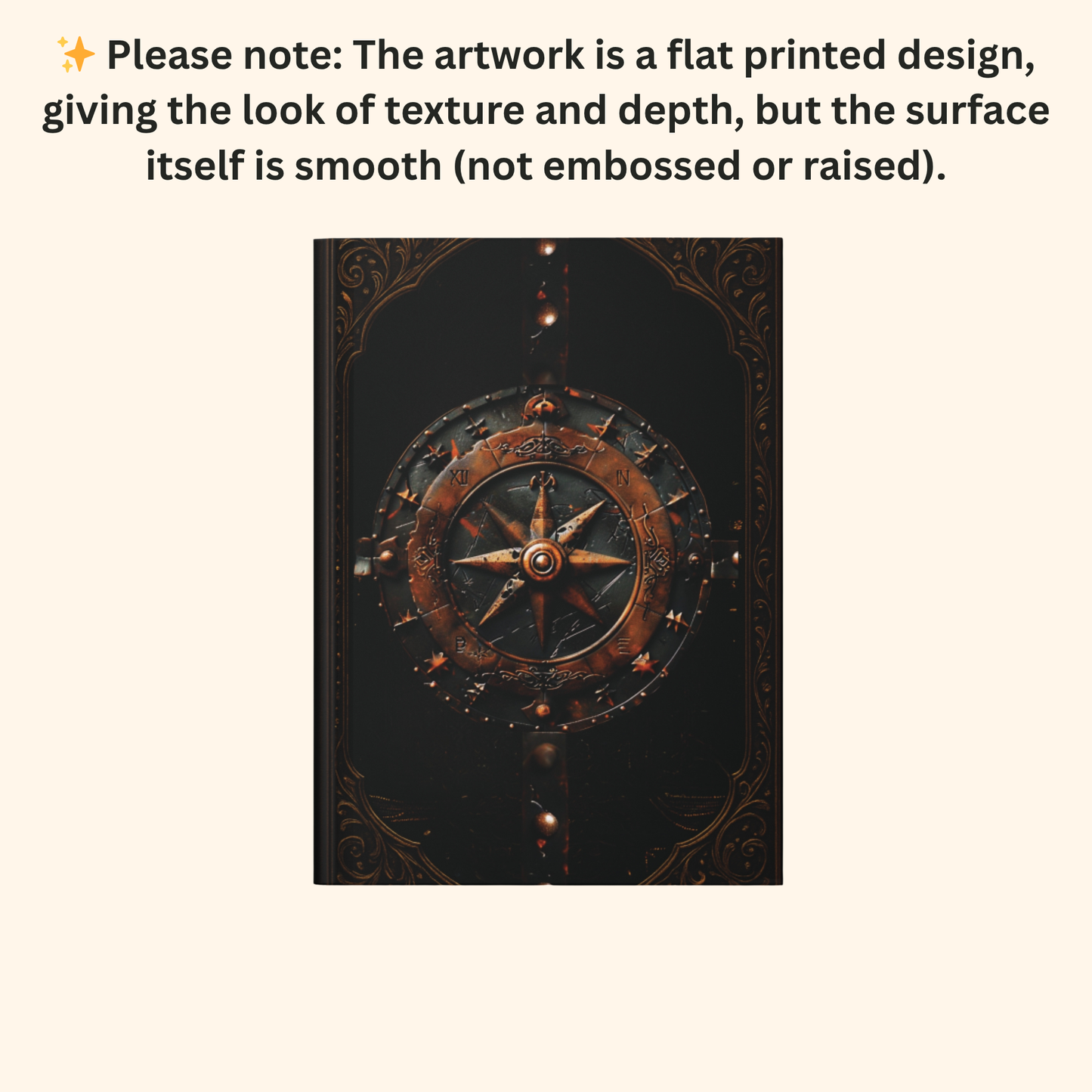 Fantasy RPG Hardcover Journal Matte with Intricate Celestial Compass Design