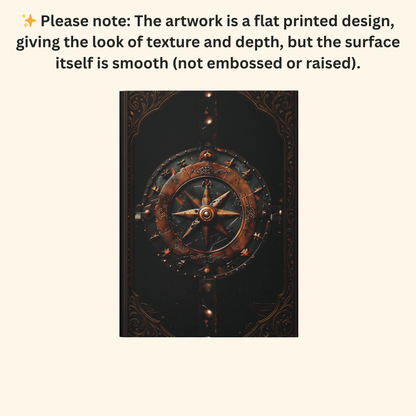 Fantasy RPG Hardcover Journal Matte with Intricate Celestial Compass Design