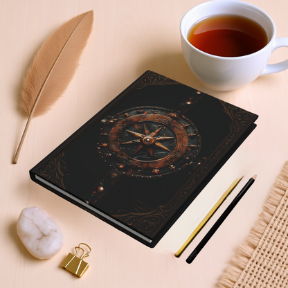 Fantasy RPG Hardcover Journal Matte with Intricate Celestial Compass Design