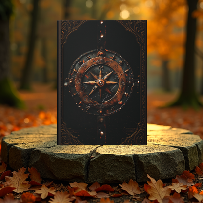 Fantasy RPG Hardcover Journal Matte with Intricate Celestial Compass Design