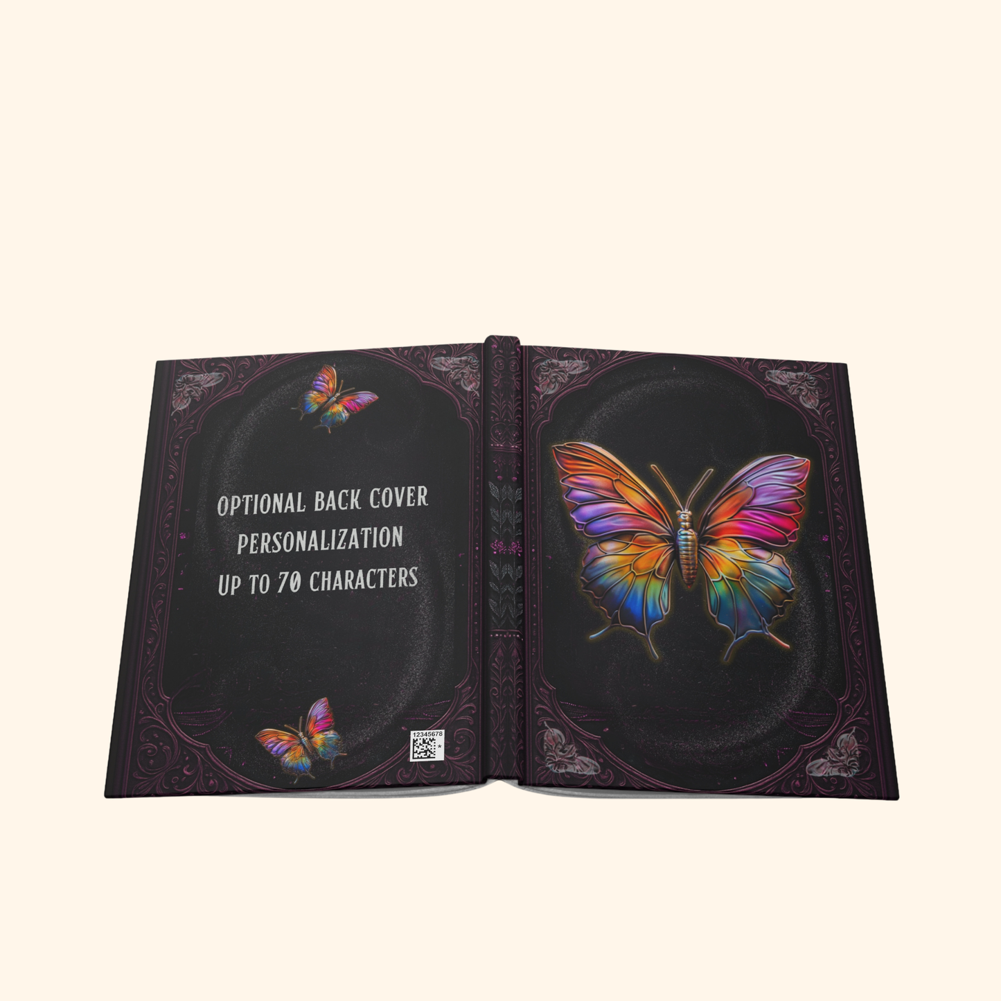 Butterfly Journal – Fantasy Boho Notebook, Gold Filigree Butterfly Diary, Personalized Hardcover Journal, Inspirational Gift for Dreamers