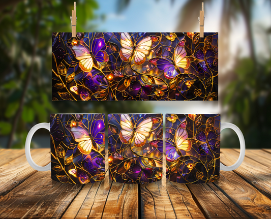 Stained Glass Look Butterfly - Ceramic Mug