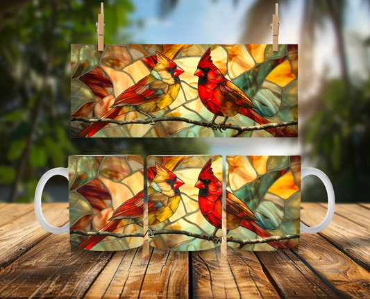 Stained Glass Look Cardinal – Ceramic Mug