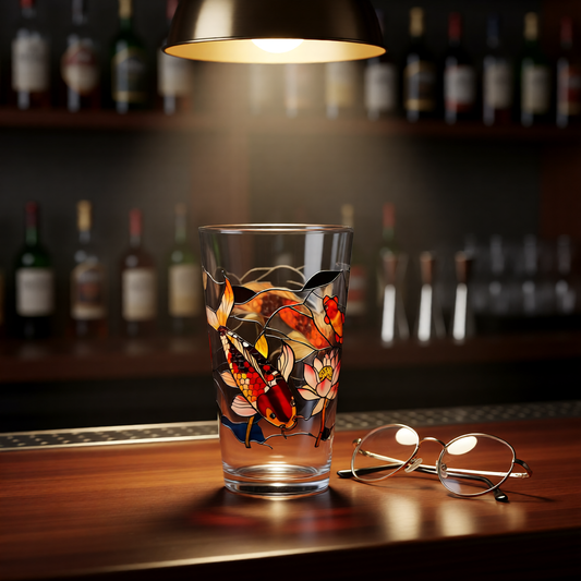 Koi Fish & Lotus – Stained Glass Look Mixing Glass