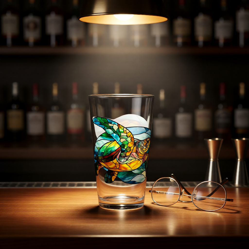 Sea Turtle – Stained Glass Look Mixing Glass