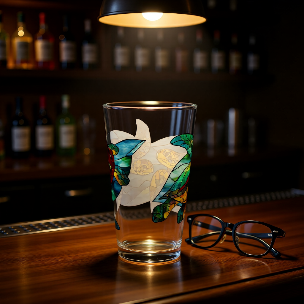 Sea Turtle – Stained Glass Look Mixing Glass