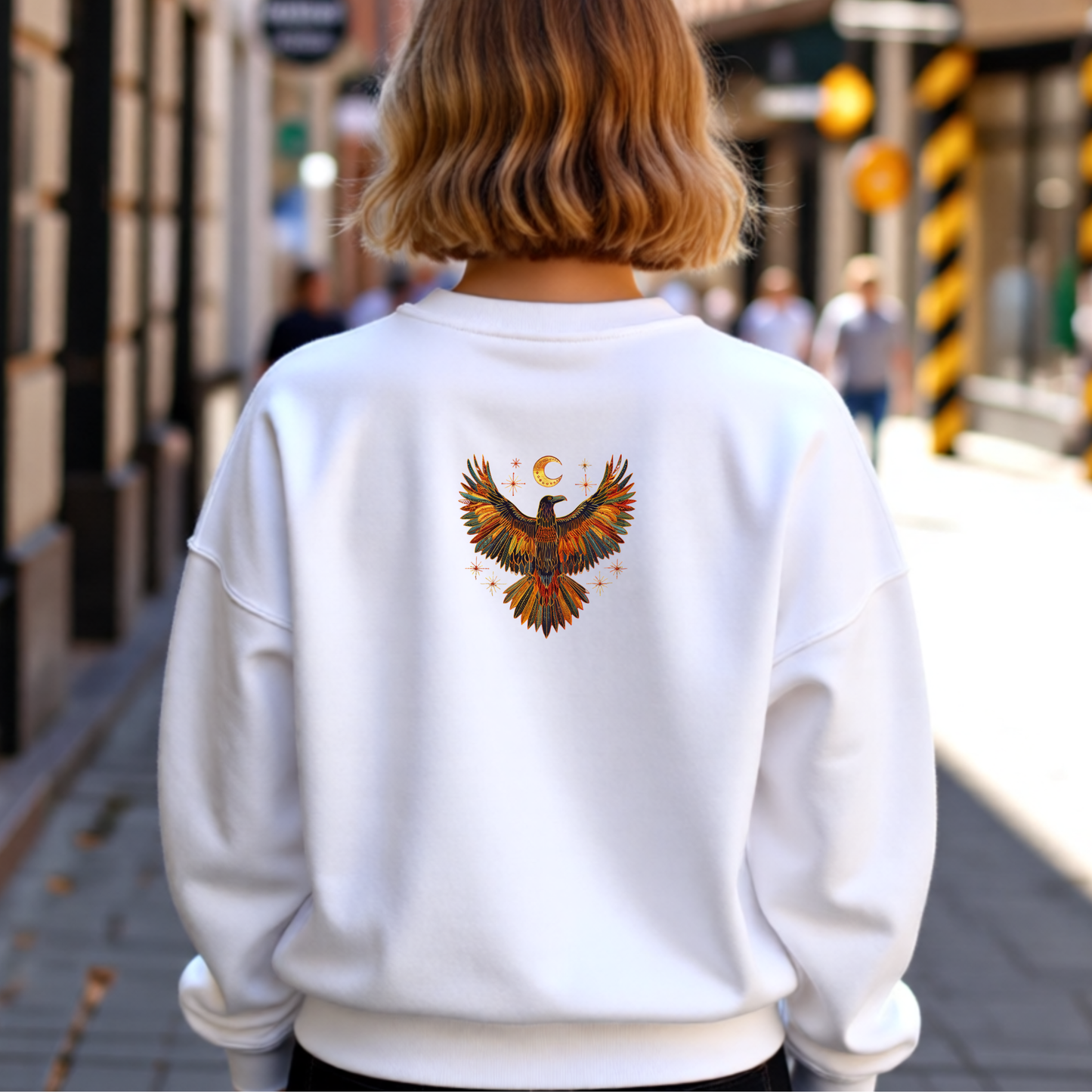 Embroidered-Look Raven – Crewneck Sweatshirt