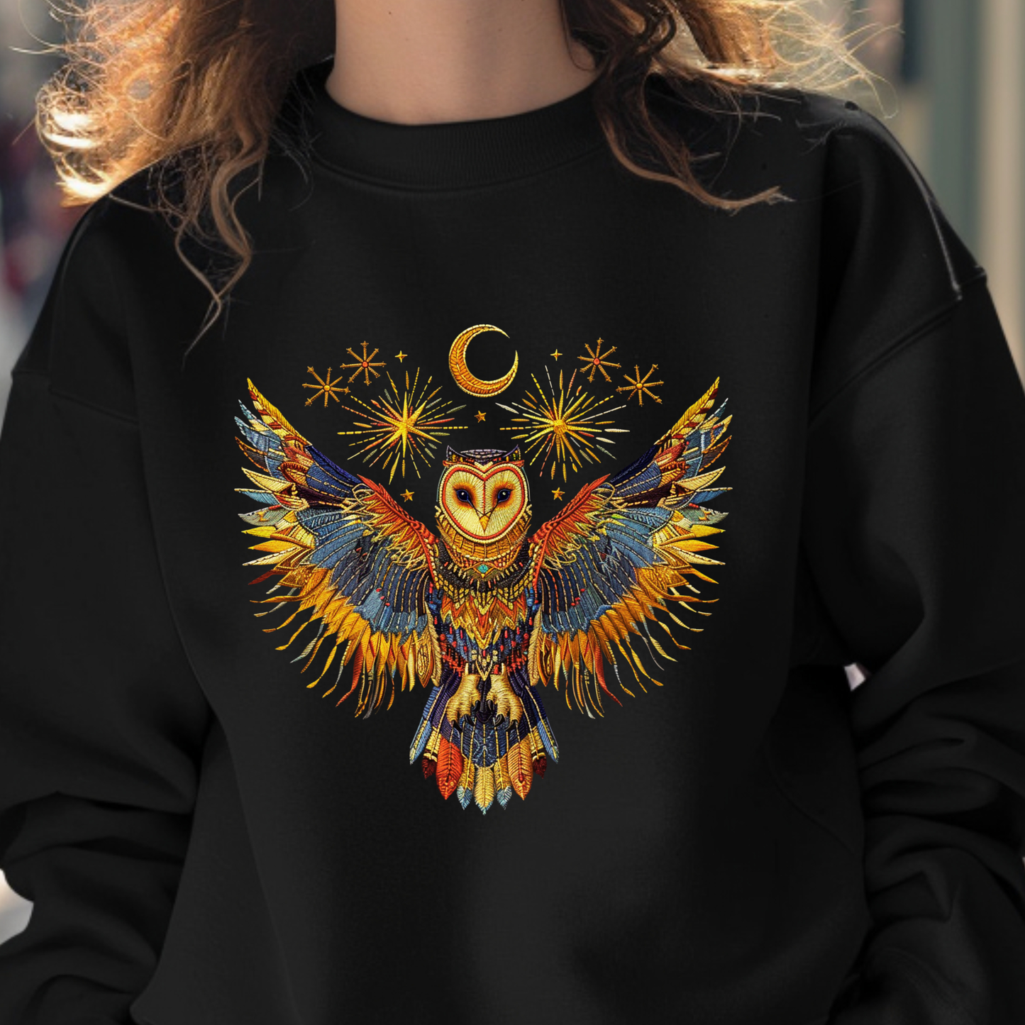 Celestial Owl Wings – Crewneck Sweatshirt