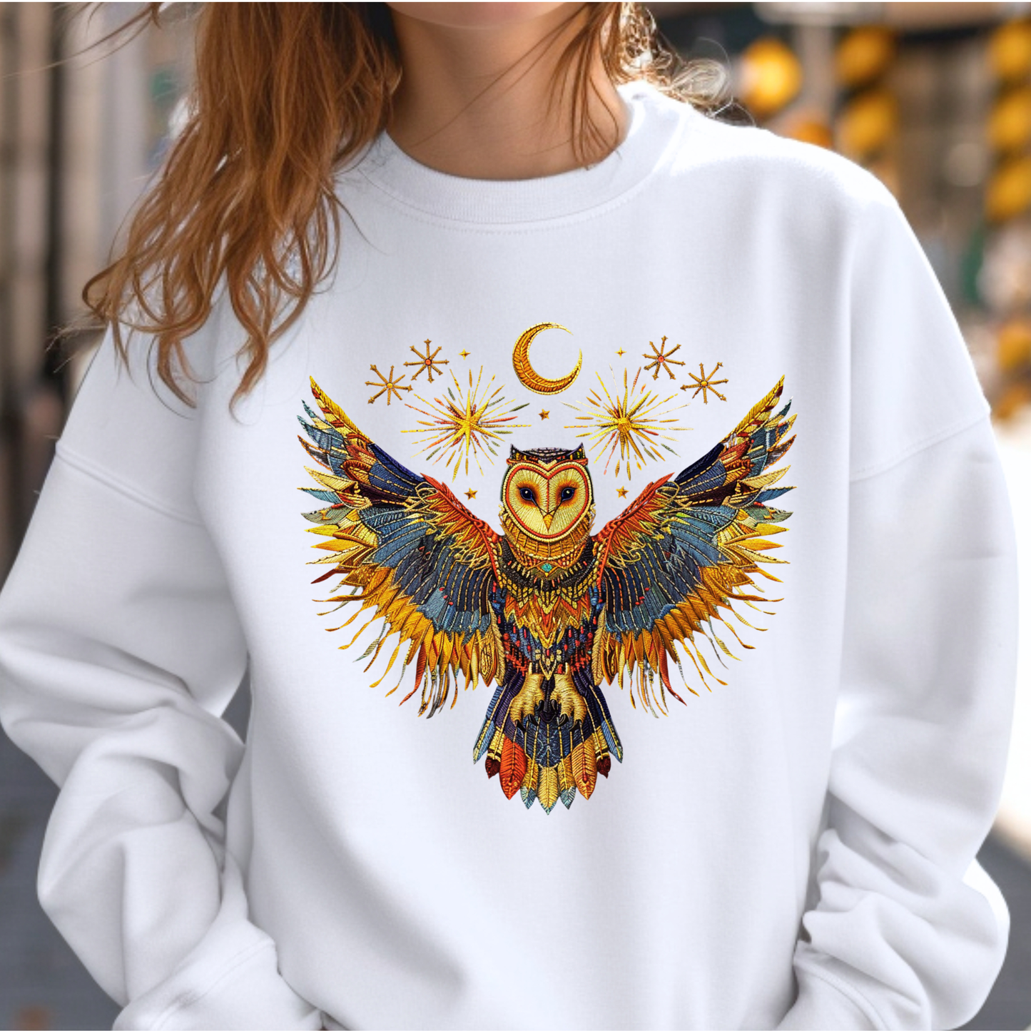 Celestial Owl Wings – Crewneck Sweatshirt