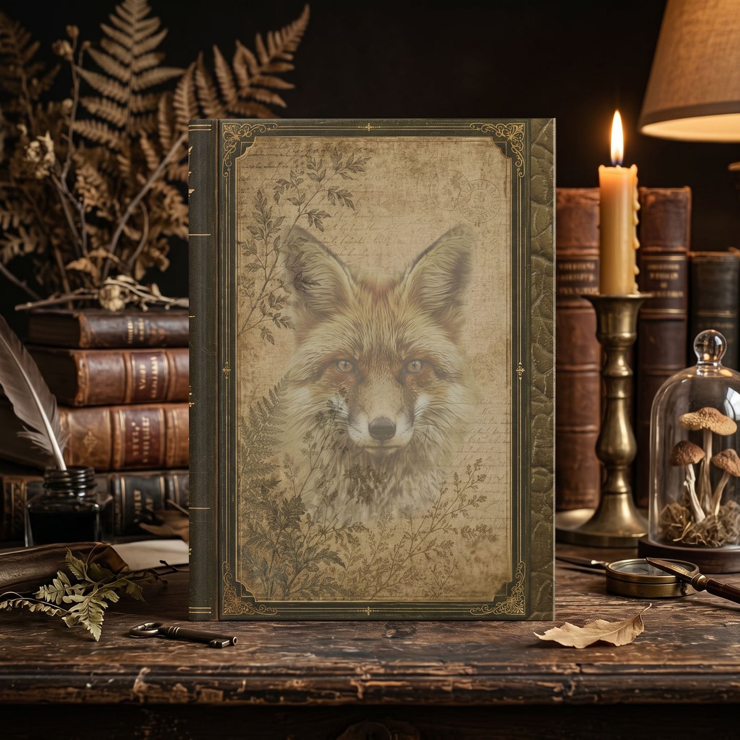 Woodland Fox Journal – Personalized Vintage-Inspired Botanical Hardcover Notebook