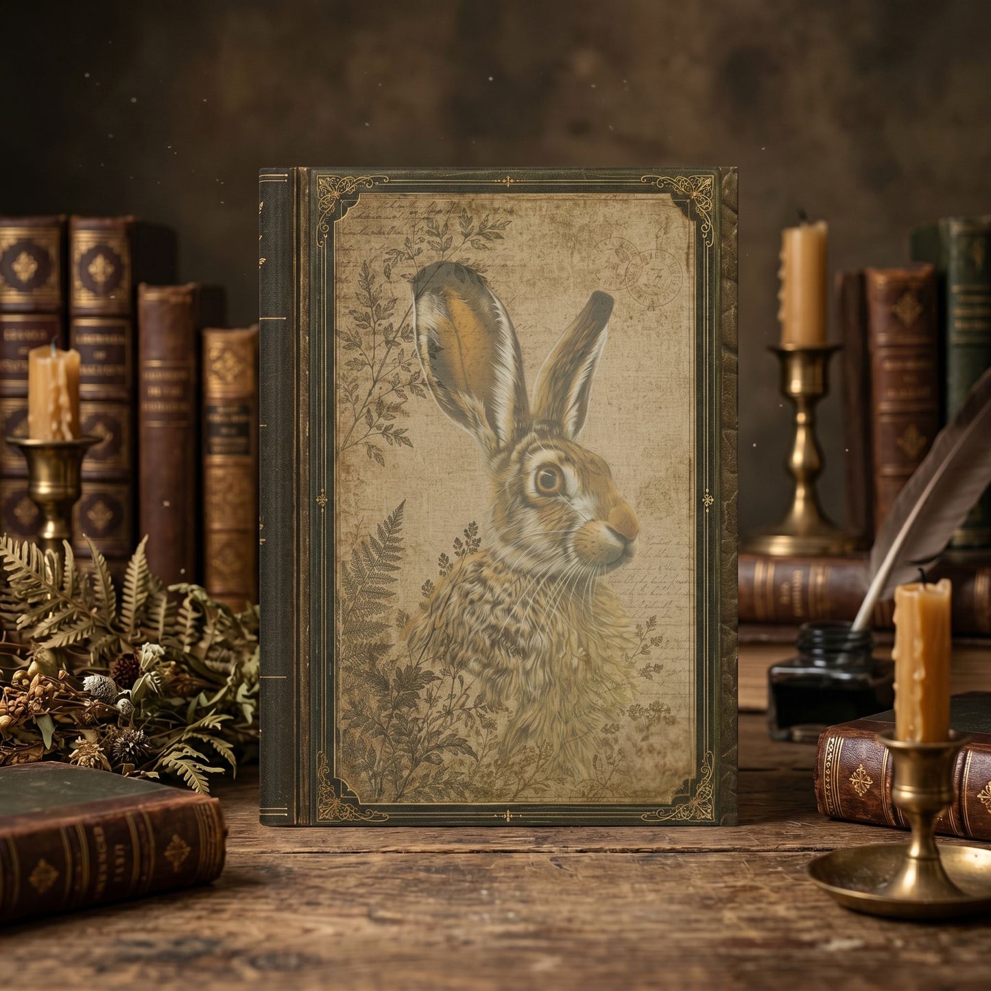 Woodland Hare Journal – Personalized Vintage-Inspired Botanical Hardcover Notebook