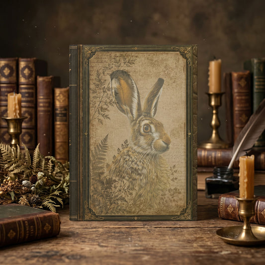 Woodland Hare Journal – Personalized Vintage-Inspired Botanical Hardcover Notebook