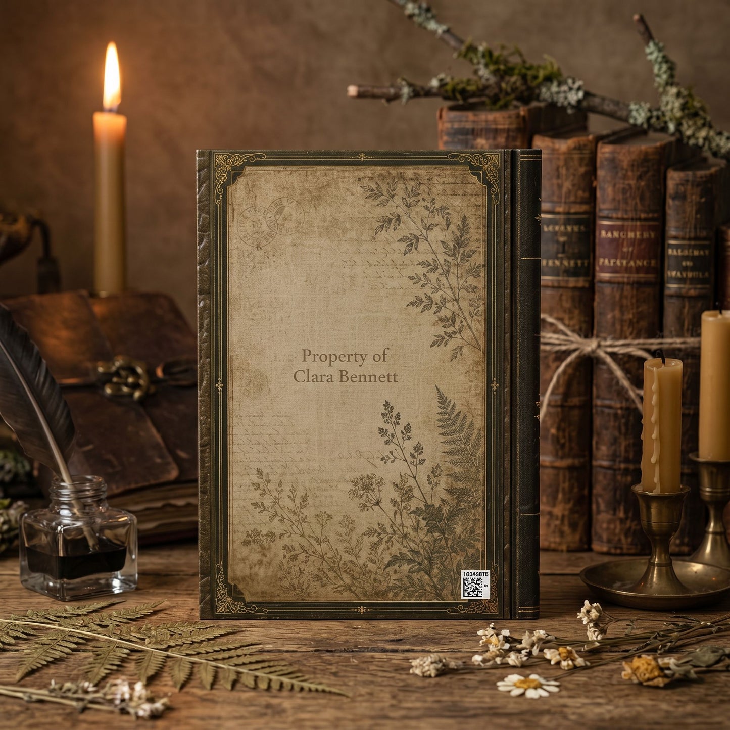 Woodland Hare Journal – Personalized Vintage-Inspired Botanical Hardcover Notebook