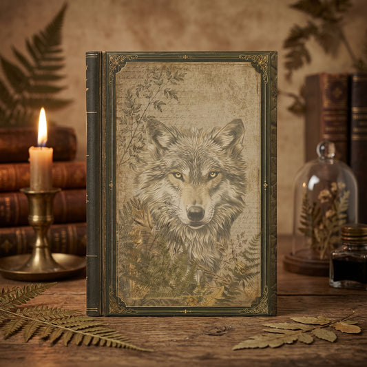 Woodland Wolf Journal – Personalized Vintage-Inspired Botanical Hardcover Notebook