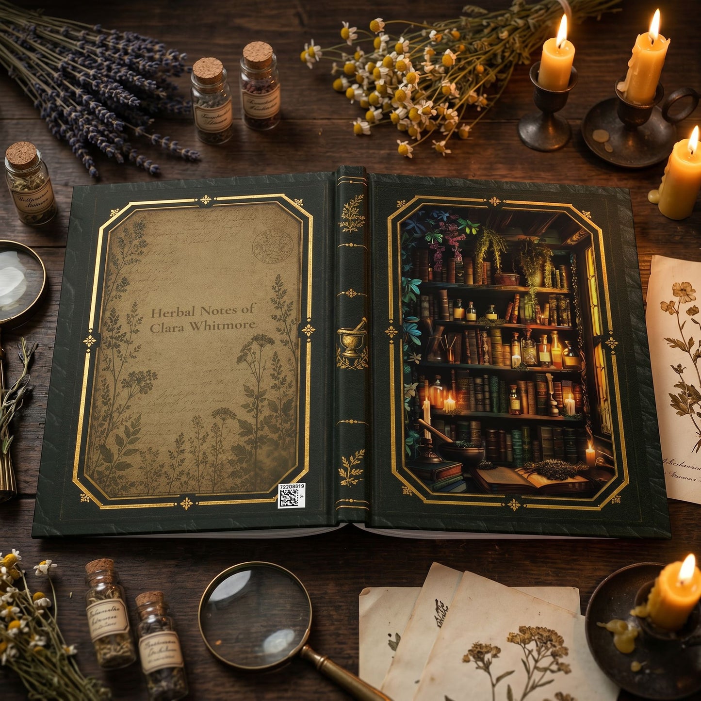 Apothecary Library Journal – Personalized Vintage-Inspired Botanical Hardcover Notebook