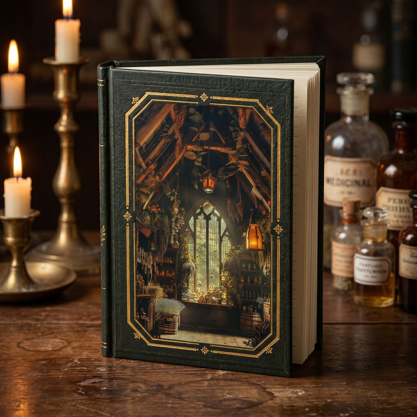Moonlit Conservatory Journal – Personalized Vintage-Inspired Apothecary Greenhouse Hardcover Notebook