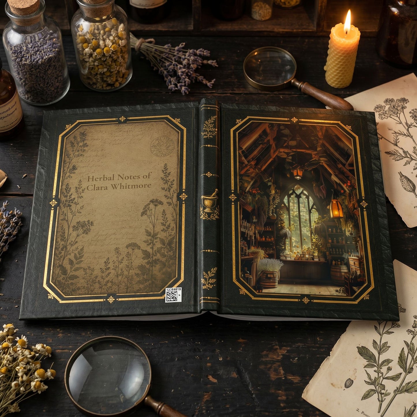 Moonlit Conservatory Journal – Personalized Vintage-Inspired Apothecary Greenhouse Hardcover Notebook