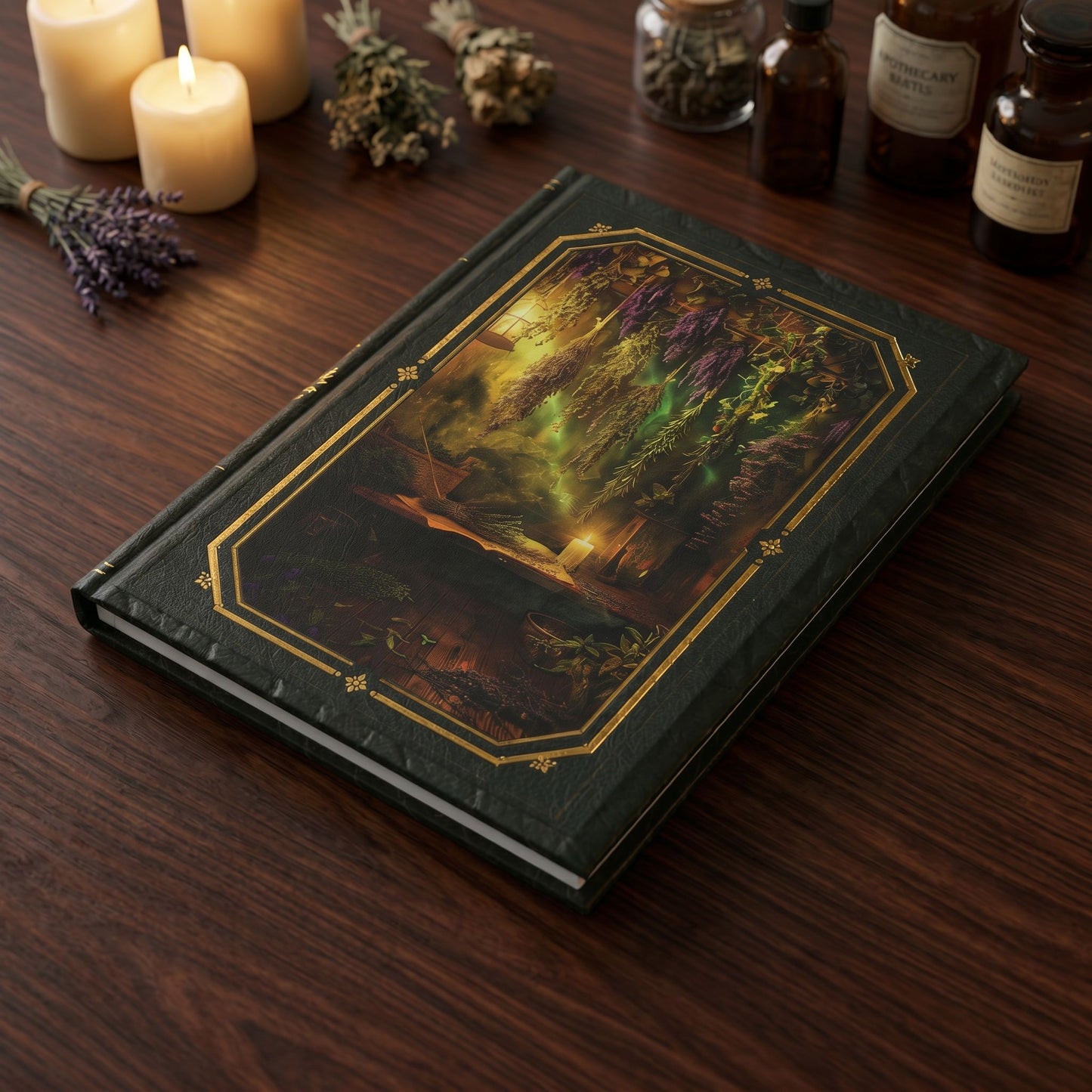 Lavender Drying Room Journal – Personalized Vintage Apothecary Hardcover Notebook