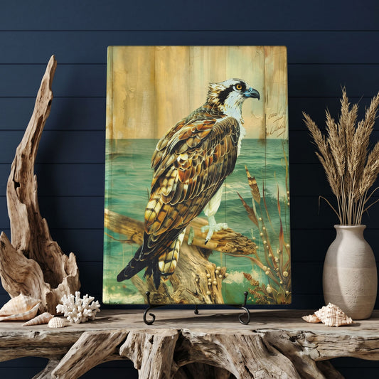 Osprey Coastal Art Glass Board, Coastal Kitchen Decor, Charcuterie & Serving Tray