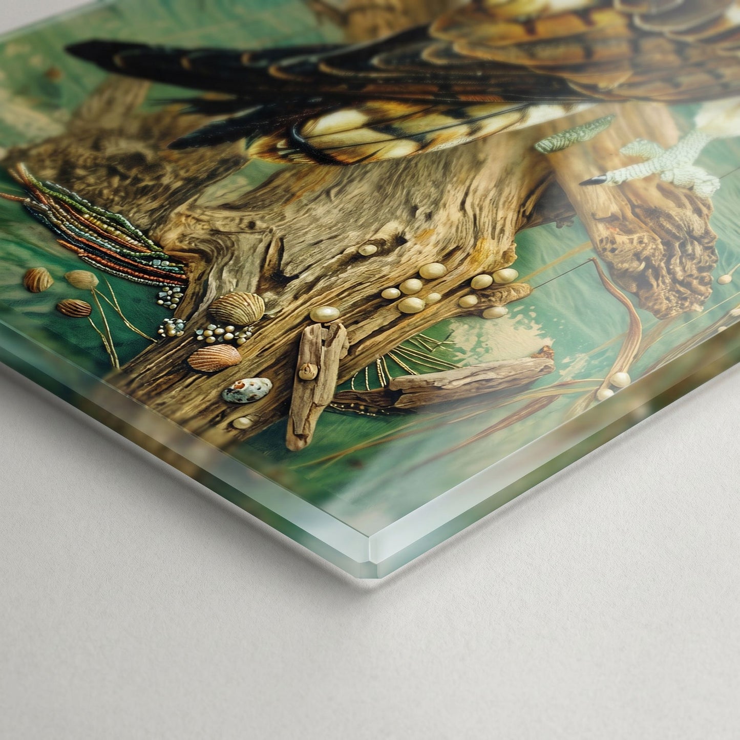 Osprey Glass Art Panel, Tempered Glass Coastal Decor, Beach House Accent