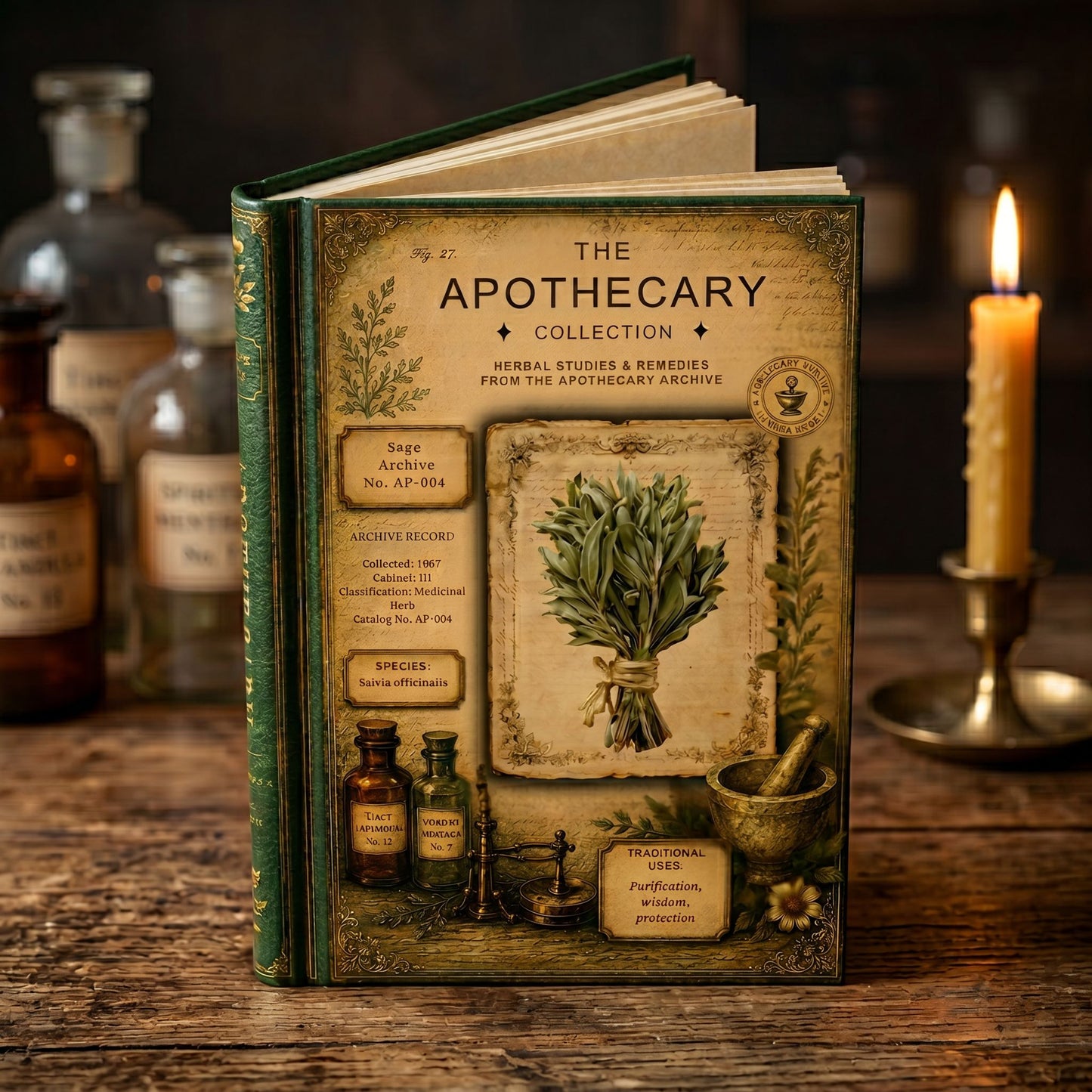 Sage Journal, Personalized Herbal Journal, Apothecary Notebook, Botanical Writing Journal, Dark Academia Gift