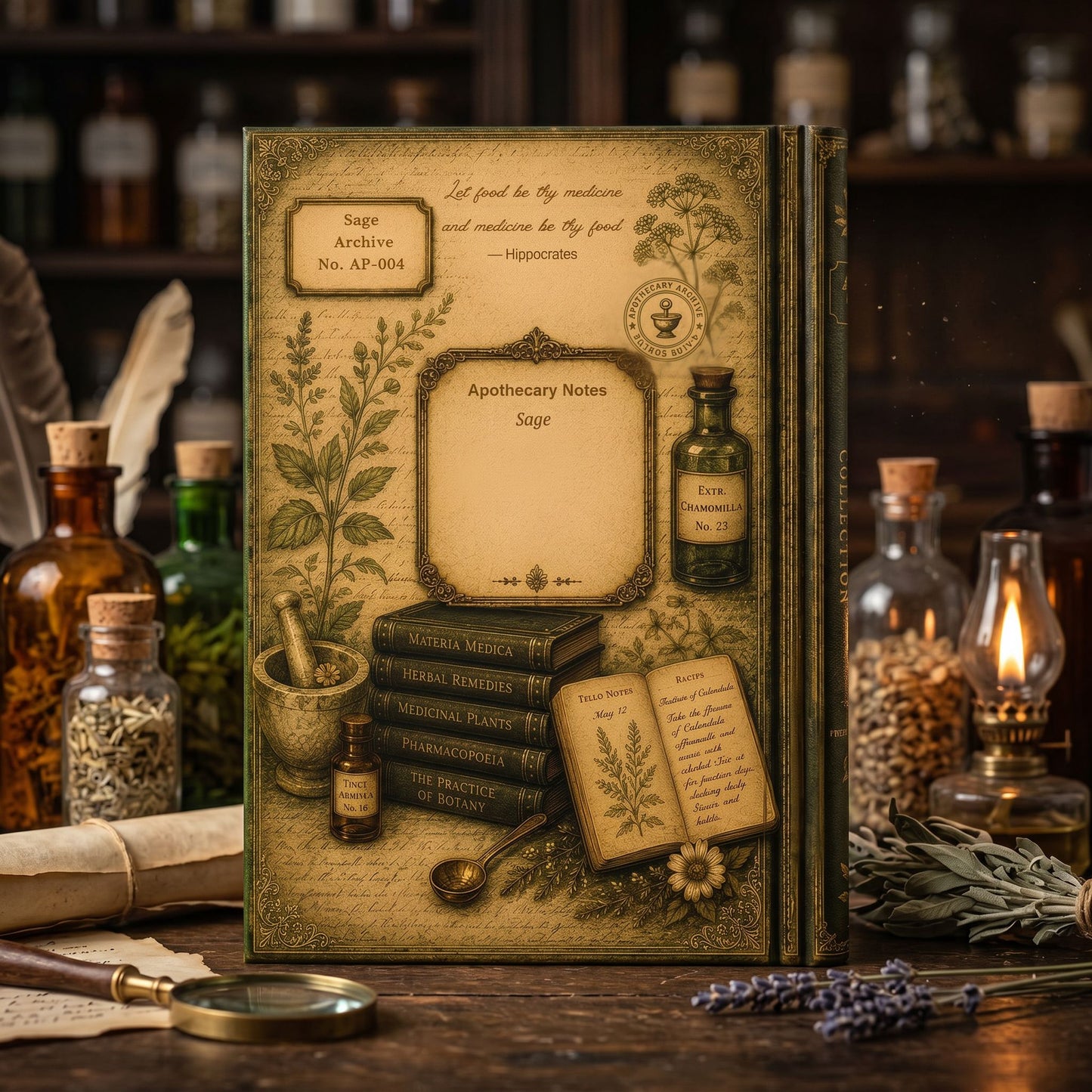 Sage Journal, Personalized Herbal Journal, Apothecary Notebook, Botanical Writing Journal, Dark Academia Gift