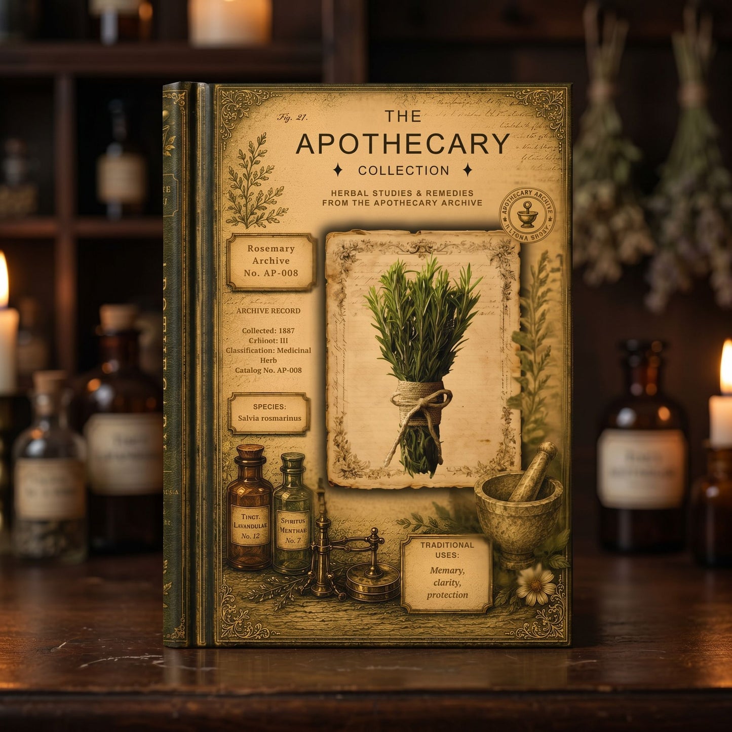 Rosemary Journal, Personalized Herbal Journal, Apothecary Notebook, Botanical Writing Journal, Dark Academia Gift