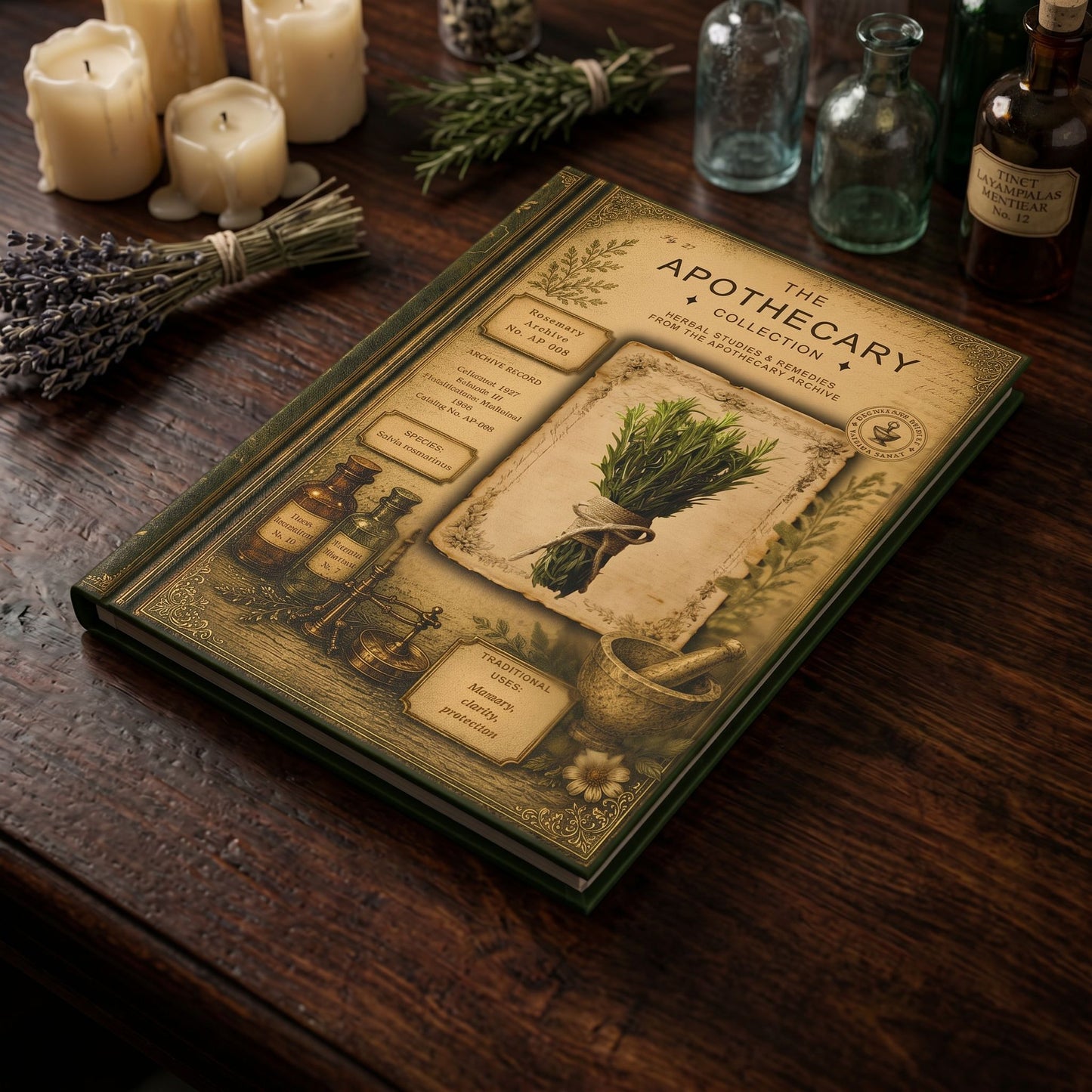 Rosemary Journal, Personalized Herbal Journal, Apothecary Notebook, Botanical Writing Journal, Dark Academia Gift