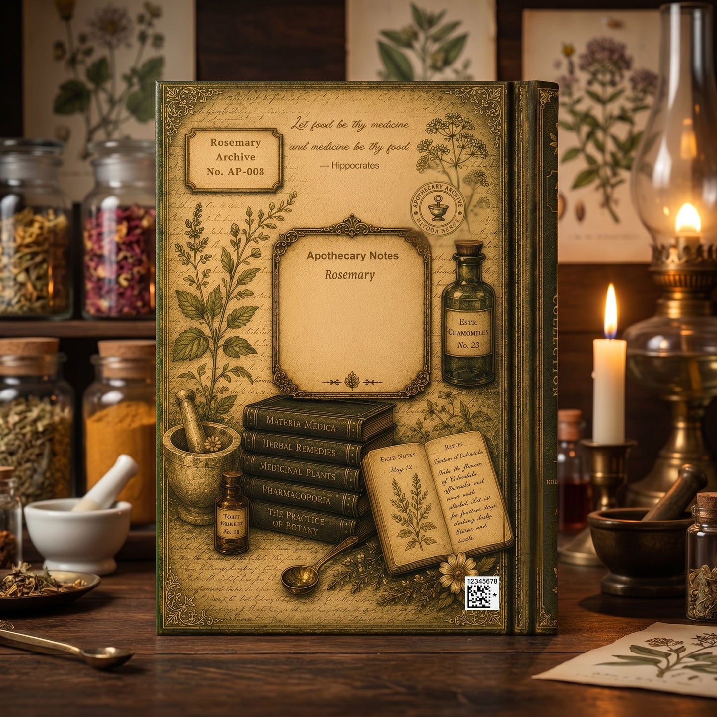 Rosemary Journal, Personalized Herbal Journal, Apothecary Notebook, Botanical Writing Journal, Dark Academia Gift